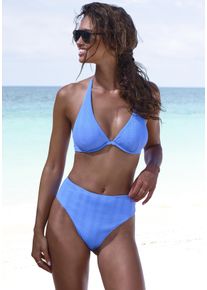 Damen Bügel-Bikini-Top "Nela", blau, Gr. 36, Copenhagen Studios, unifarben, strukturiert, Rippware, Recycling-Polyamid, Bikini-Oberteile, aus