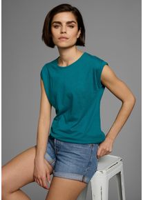 Boysen's BOYSEN'S Damen T-Shirt, blau, Basic, Gr. 46, unifarben, clean, Jersey, Obermaterial: 50% Baumwolle, 50% Polyester, Shirts, Kurzarm, unifarben,