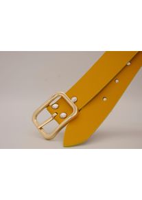 AnnaMatoni Damen Ledergürtel, gelb, casual, Gr. 85, unifarben, Rindsleder, Gürtel, mit goldener Schließe