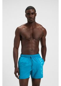 BOSS Herren Badeshorts "Octopus", blau, sportlich, Gr. XL, Web, Obermaterial: 100% Polyamid, Badehosen, Mit BOSS Logoschriftzug, elastischer