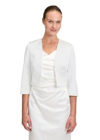 Vera Mont Damen Bolerojacke "Vera Mont Bolero-Jacke mit Kellerfalten", weiß, elegant, Gr. 46, Satin, Obermaterial: 96% Polyester, 4% Elasthan., Jacken