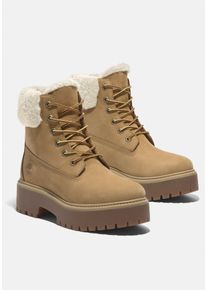 Timberland Damen Winterboots "STONE STREETMID WARM LINED WATERPROOF BOOT", Gr. 41, braun, Leder, Textil, sportlich, Schuhe, Snowboots, Winterstiefel,