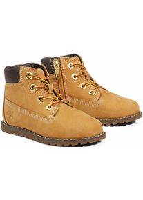 Timberland Damen Schnürboots "POKEY PINE MID LACE UP WITH ZIP BOOT", Gr. 24, gelb, Leder, Synthetik, sportlich, Schuhe, Winterstiefel, Schnürstiefel,
