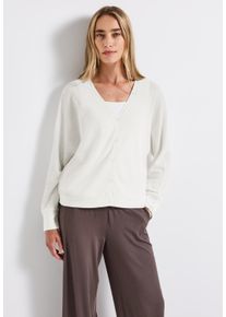 Street One Damen Strickjacke, weiß, casual, Gr. 44, unifarben, Sweatware, Obermaterial: 60% Viskose, 40% Polyester, Strickjacken, im Strick-Look und