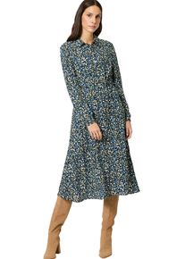 Zero Damen Druckkleid "Zero Crepè-Kleid mit Bindegürtel", blau, casual, Gr. 38, bedruckt, Cru00eape, Obermaterial: 100% Viskose. Ärmelfutter: ohne