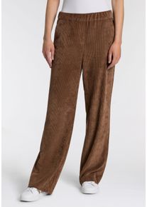MAC Damen Cordhose "CHIARA", braun, casual, Gr. 38, unifarben, Web, Obermaterial: 90% Polyester, 8% Polyamid, 2% Elasthan, Hosen, mit weitem Bein