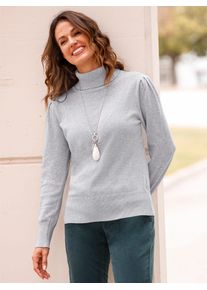 Inspirationen Damen Rollkragenpullover "Pullover", grau, Gr. 38, unifarben, 100% Baumwolle, Pullover