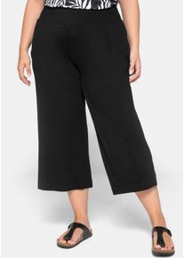 sheego Damen 3/4-Hose, schwarz, Gr. 54, unifarben, 95% Viskose, 5% Elasthan, Hosen