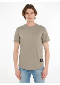 Herren T-Shirt "BADGE TURN UP SLEEVE", grau, casual, Gr. S, Calvin Klein Jeans, unifarben, Single Jersey, Obermaterial: 100% Baumwolle, Shirts, mit