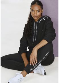 Damen Kapuzenpullover, French Connection, Gr. 36, schwarz, Sweatware, Obermaterial: 60% Baumwolle, 40% Polyester, unifarben, casual, Pullover, mit