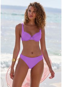 Sunseeker Damen Bikini-Hose "Loretta", lila, Gr. 42, unifarben, Strukturmuster, Polyamid, Badehosen, mit Strukturmuster
