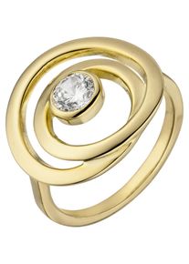 Jobo Damen Silberring, 58, Silber 925 (Sterlingsilber), gold, Silber 925 (Sterlingsilber), Fingerringe, 925 Silber vergoldet mit 1 Zirkonia