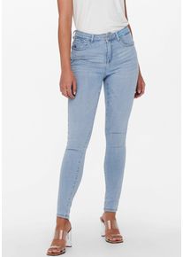 Only Damen Skinny-fit-Jeans "ONLPOWER MID PUSH UP SK DNM AZG944 NOOS", blau, casual, Gr. XS, Abriebeffekte, Denim/Jeans, Obermaterial: 92% Baumwolle,
