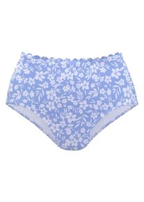 Vivance Damen Bikini-Hose "Leni", blau, Gr. 38, floral, bedruckt, Microfaser, Badehosen, mit gelaserter Wellenkante