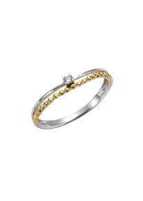 Celesta Damen Fingerring "375 Gold zweifarbig Zirkonia weiß", 054 (17,2), 0,05 ct, Gold, gelb, Gold, Fingerringe