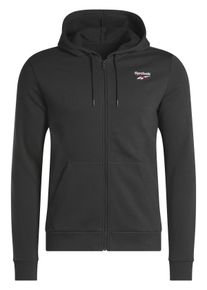 Reebok Herren Kapuzensweatjacke, schwarz-weiß, sportlich, Gr. XL, Obermaterial: 70% Baumwolle, 30% Polyester, Sweatjacken