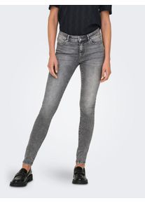 Only Damen Skinny-fit-Jeans "ONLWAUW MID WAIST SK LANK COIN PKT DNM X", grau, modisch, Gr. XL, unifarben, Denim/Jeans, Obermaterial: 64% Baumwolle,