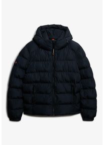 Superdry Herren Steppjacke "HOODED SPORTS PUFFER JACKET"eclipse navy, eclipse navy, modisch, Gr. XL, unifarben, Web, Steppware, Obermaterial: 100%
