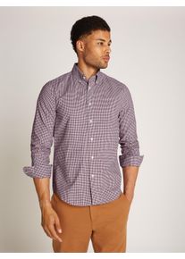 Tommy Hilfiger Herren Businesshemd "FLEX POPLIN GINGHAM RF SHIRT", lila, klassisch, Gr. XL, kariert, Popeline, Obermaterial: 100% Baumwolle, Hemden,