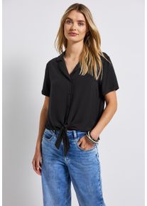 Street One Damen Hemdbluse, schwarz, casual, Gr. 42, unifarben, Stoff, 100% Viskose, Blusen, Feel Good Fit