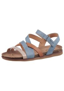 Mustang Shoes Damen Riemchensandale, Gr. 42, bunt, Lederimitat, kontrastfarbene Details, casual, Schuhe, Barfußschuh, Klettschuh, Sommerschuh mit