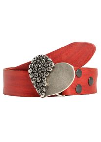 Damen Ledergürtel, rot, casual,modisch, Gr. 115, RETTUNGSRING BY SHOWROOM 019, unifarben, Leder, Gürtel, mit austauschbarer Schließe »Rosenherz Halb«