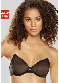 Lascana Damen T-Shirt-BH, Gr. 75, schwarz, Microtouch, Obermaterial: 75% Polyamid, 25% Elasthan, Basic, BHs, in transparenter Optik, Basic Dessous