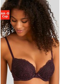 Vivance Damen Push-up-BH, Gr. 70, lila, Microtouch, Obermaterial: 60% Polyamid, 35% Polyester, 5% Elasthan, feminin, BHs, rundherum mit floraler