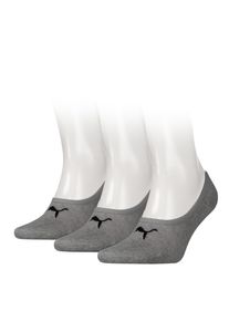 Puma Damen Füßlinge "Puma UNISEX FOOTIE 3P", Gr. 39, grau, Baumwollmischung, Socken, NoShow Socks, atmungsaktiv, elastisches Bündchen