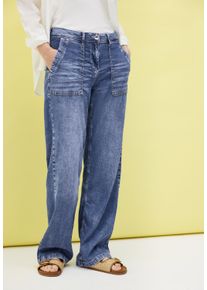 Cecil Damen Weite Jeans "Style Neele", blau, casual, Gr. 30, unifarben, Denim/Jeans, Obermaterial: 97% Lyocell, 3% Elasthan, Jeans