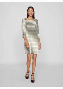 Vila Damen Jerseykleid "VININNY 3/4 O-NECK DRESS/LC", grün, modisch, Gr. XS, gestreift, Jersey, Obermaterial: 79% Polyester, 18% Viskose, 3%