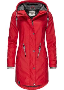 PEAK TIME Damen Regenjacke "L60042", rot, modisch, Gr. 5XL, Obermaterial: 100% Polyurethan, Futter 1: 100% Polyester, Futter 2: 60% Baumwolle, 40%