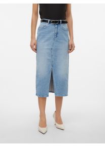 Véro Moda VERO MODA Damen Maxirock "VMVERI HR CALF DENIM SKIRT GA NOOS", blau, modisch, Gr. XS, unifarben, Denim/Jeans, Obermaterial: 99% Baumwolle, 1%