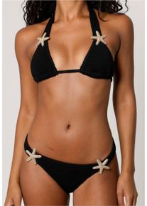 MODA MINX Damen Bikini-Hose "Starfish Scrunch", schwarz, Gr. S, unifarben, 97% Polyamid, 3% Elasthan, Badehosen, mit tollen Seestern-Elementen