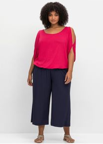 sheego Damen 3/4-Hose, blau, Gr. 54, unifarben, 95% Viskose, 5% Elasthan, Hosen