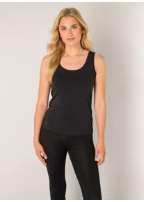 Base Level Damen Trägertop "Yippie", schwarz, Basic, Gr. 46, unifarben, Jersey, Obermaterial: 94% Baumwolle, 6% Elasthan, Tops, mit breiten Trägern