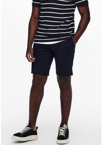 Only & Sons ONLY & SONS Herren Chinoshorts "MARK SHORTS", blau, modisch, Gr. S, unifarben, Obermaterial: 64% Viskose, 31% Polyester, 5% Elasthan, Hosen