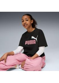Puma Kinder T-Shirt "ESS 2 COLOR NO. 1 LOGO SHORT LENGTH TEE G"Puma schwarz, poised pink, sportlich, Gr. 140, bedruckt, Jersey, Obermaterial: 100%