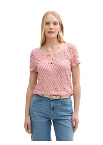 Tom Tailor Damen T-Shirtrot tile minimal, casual, Gr. XS, bedruckt, Obermaterial: 65% Polyester, 35% Viskose, Shirts, mit All-Over Print