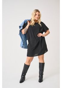 Only CARMAKOMA Damen Blusenkleid "CARLUX SS TUNIC DRESS WVN NOOS", schwarz, modisch, Gr. 42, Web, Obermaterial: 97% Polyester, 3% Elasthan, Kleider
