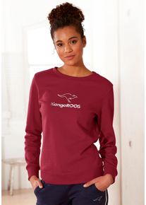 Kangaroos Damen Sweatshirt, Gr. 32, rot, Interlock, Obermaterial: 60% Baumwolle, 40% Polyester, unifarben, Basic, Sweatshirts, mit Kontrastfarbenem