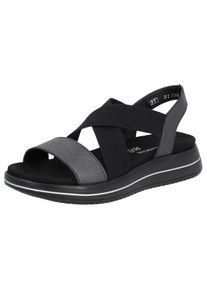 Remonte Damen Riemchensandale, Gr. 36, schwarz, Leder, sportlich, Schuhe, Sommerschuh, Sandalette, Keilabsatz, mit praktischem Gummizug