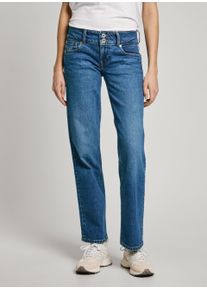 Pepe Jeans Damen Gerade Jeans "STRAIGHT JEANS LW", blau, casual, Gr. 28, Denim/Jeans, Obermaterial: 99% Baumwolle, 1% Elasthan, Jeans, mit doppeltem