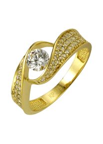 Celesta Damen Fingerring "375 Gold mit Zirkonia weiß", 058 (18,5), Gold, gelb, Gold, Fingerringe