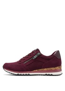Marco Tozzi Damen Keilsneaker, Gr. 37, rot, Textil, Lederimitat, unifarben, sportlich, Schuhe, Freizeitschuh, Halbschuh, Schnürschuh mit