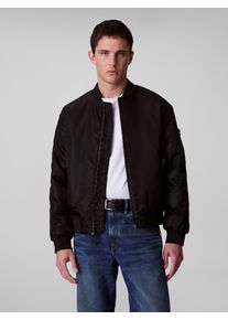 Herren Bomberjacke "LS NYLON BOMBER JACKET", schwarz, casual, Gr. L, Calvin Klein Jeans, unifarben, Web, Obermaterial: 100% Polypropylen, Jacken, Mit