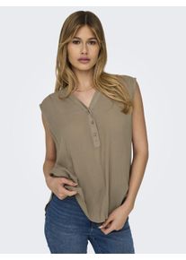 Only Damen Blusentop "ONLJETTE LIFE S/L TOP WVN NOOS", grau, modisch, Gr. 42, unifarben, Web, Obermaterial: 100% Viskose, Blusen