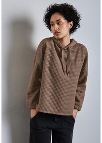 Street One Damen Kapuzensweatshirt, beige, casual, Gr. 38, Sweatware, Obermaterial: 100% Polyester, Sweatshirts, mit Strukturmuster