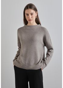 Street One Damen Rundhalspullover, beige, casual, Gr. 44, meliert, Strick, Obermaterial: 37% Baumwolle, 34% Polyacryl, 26% Polyester, 3% Elasthan,