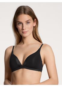 Calida Damen Schalen-BH "Cate", Gr. 80, schwarz, Single Jersey, Obermaterial: 85% Baumwolle, 15% Elasthan, unifarben, casual, BHs, mit Satinblende